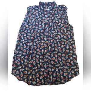 Equipment Femme Silk Sleeveless Floral Print Buttonup Blouse Size M Front Pocket